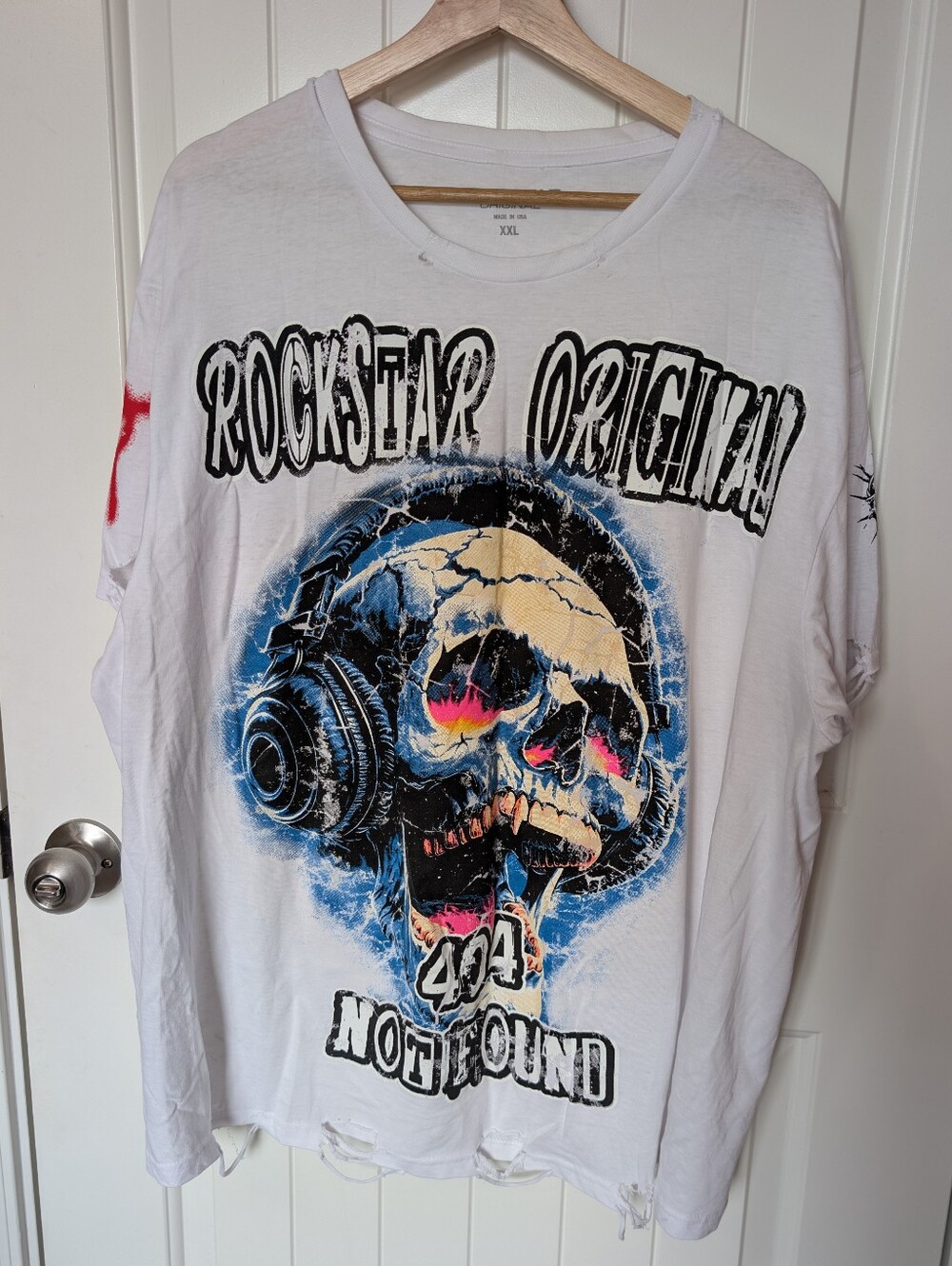 Rockstar Original Distressed 404 Error Men’s XXL Shirt White/Black